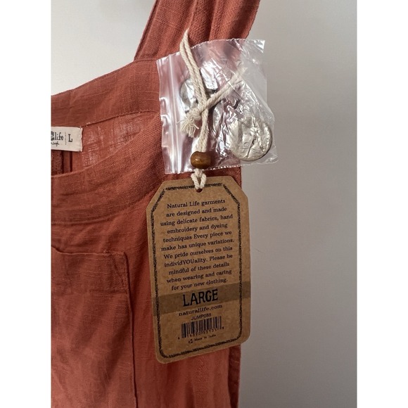 NWT Natural Life Rust Orange Jumpsuit Wide Leg Overalls Women's L Pockets - Picture 8 of 8